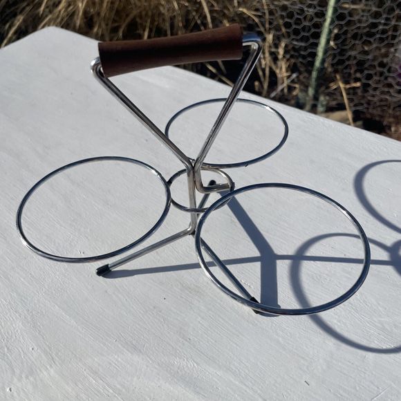 MCM Condiment Caddy Server Holder Stainless Steel Atomic Vintage Teak Restaurant - Picture 4 of 8